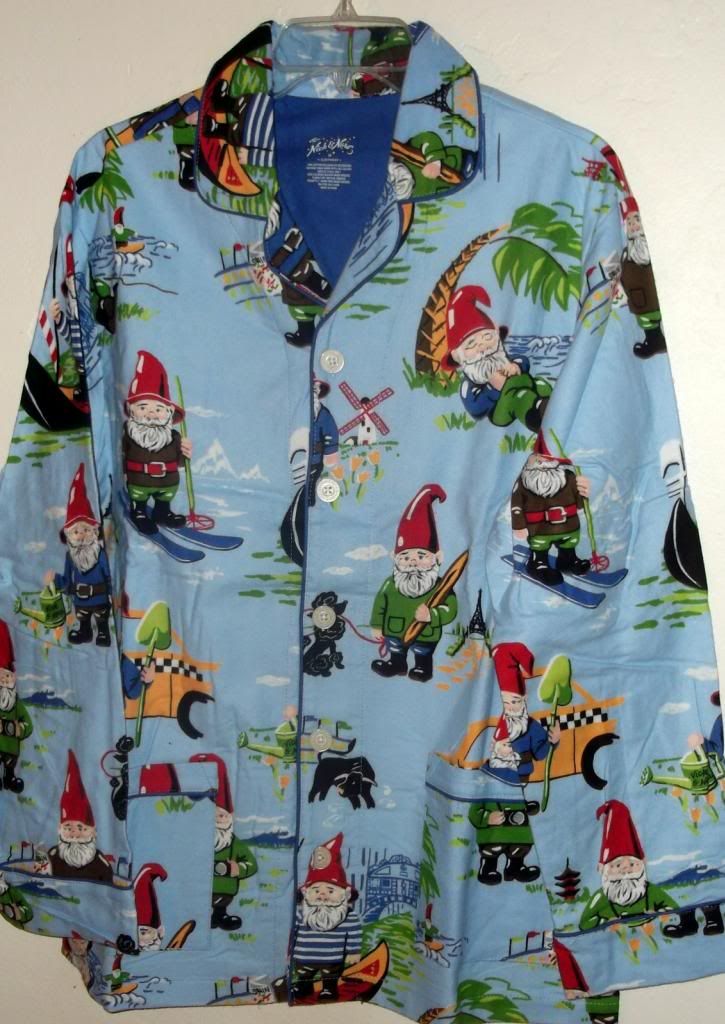 new nick amp nora flannel pajama set traveling gnome print nick and nora pajamas size chart