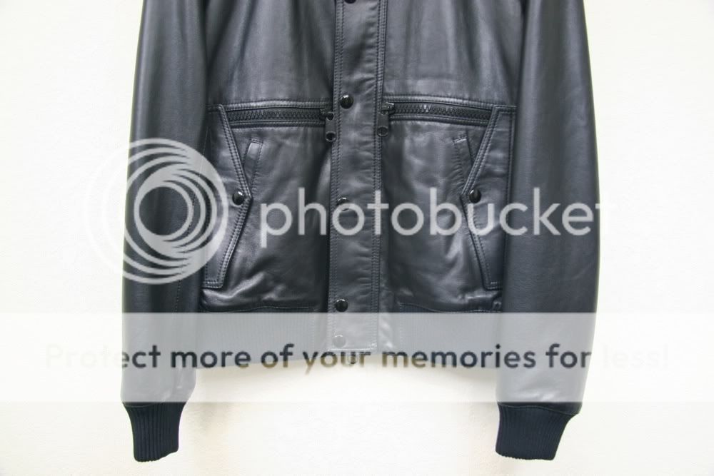 SS09 Dior Homme Black Leather Runway Bomber Jacket Blouson Sz 48 50 