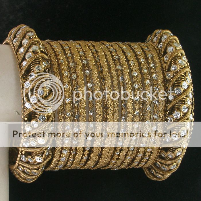   GOLD TONE 20 PC BOLLYWOOD INDIAN NEW FASHION BANGLES SET~2.8  