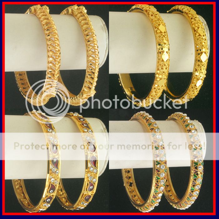 GOLD TONE CZ LOT 8 PC ENAMEL NEW BANGLES (WHOLESALE)  