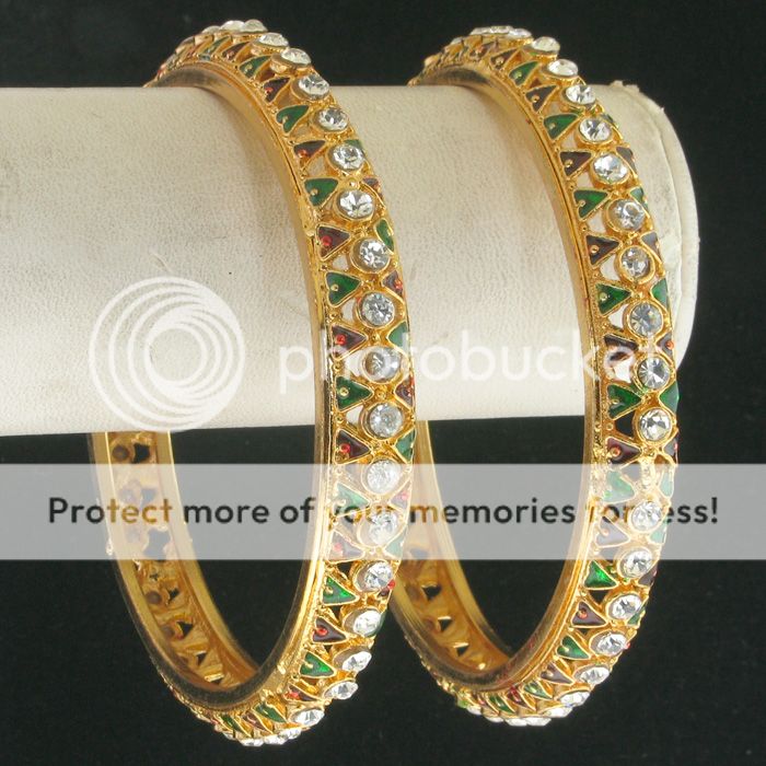 GOLD TONE CZ LOT 8 PC ENAMEL NEW BANGLES (WHOLESALE)  