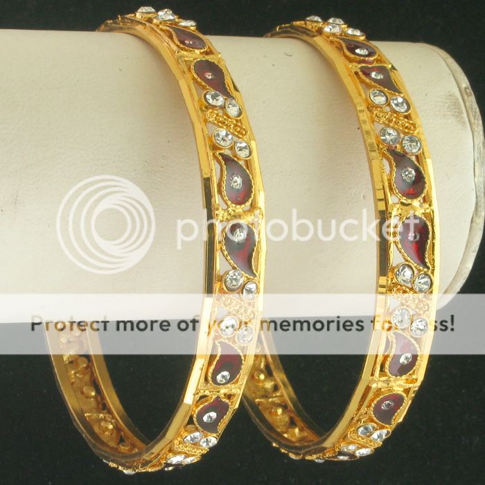 GOLD TONE CZ LOT 8 PC ENAMEL NEW BANGLES (WHOLESALE)  