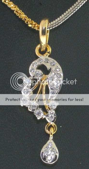 PEACOCK STYLE ) 3 PC SIMULATED DIAMOND TWO TONE NECKLACE EARRINGS 
