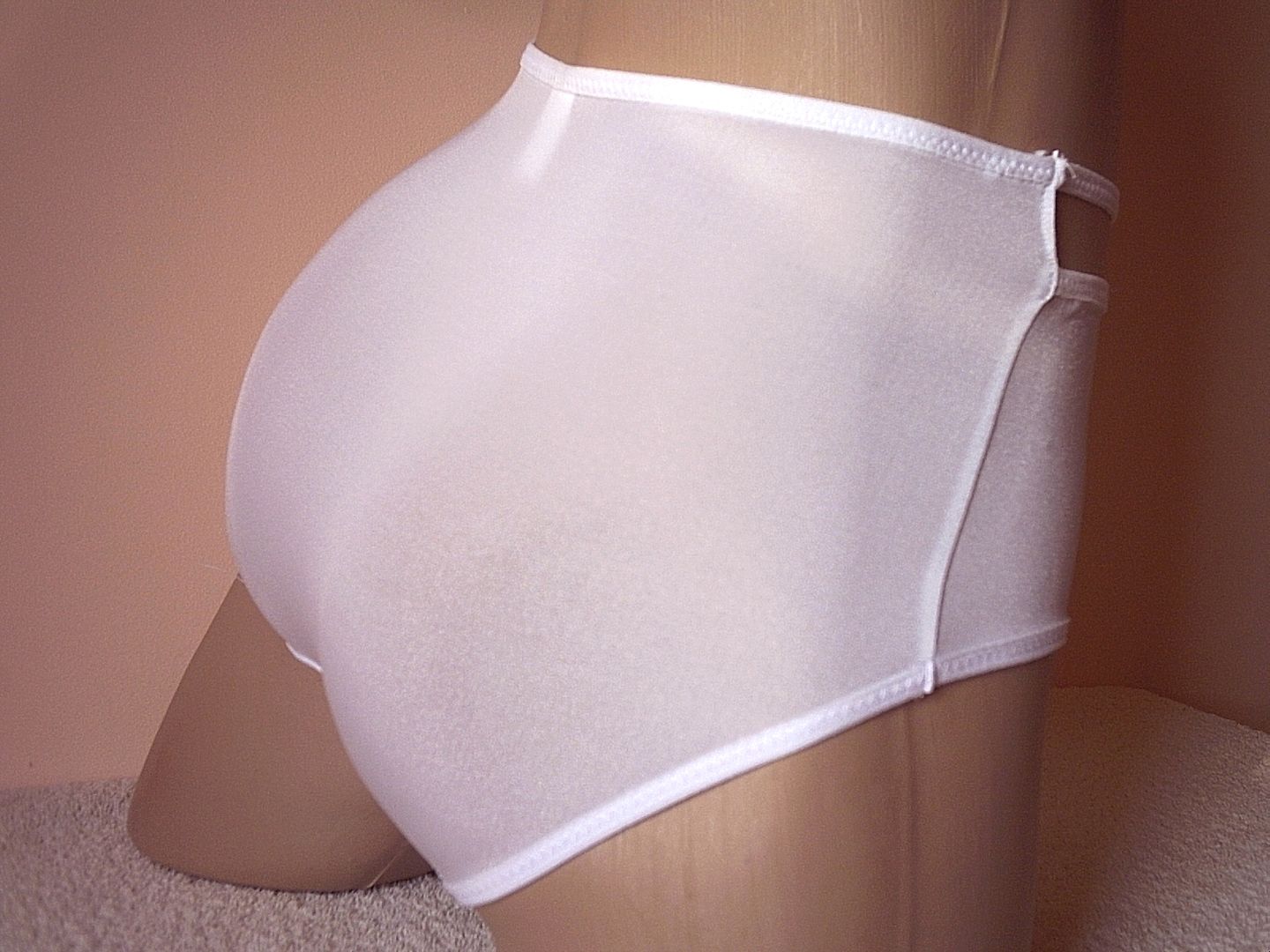 Slippery Silky White Liquid Feel Stretch Midi Brief Panties Knickers S ...