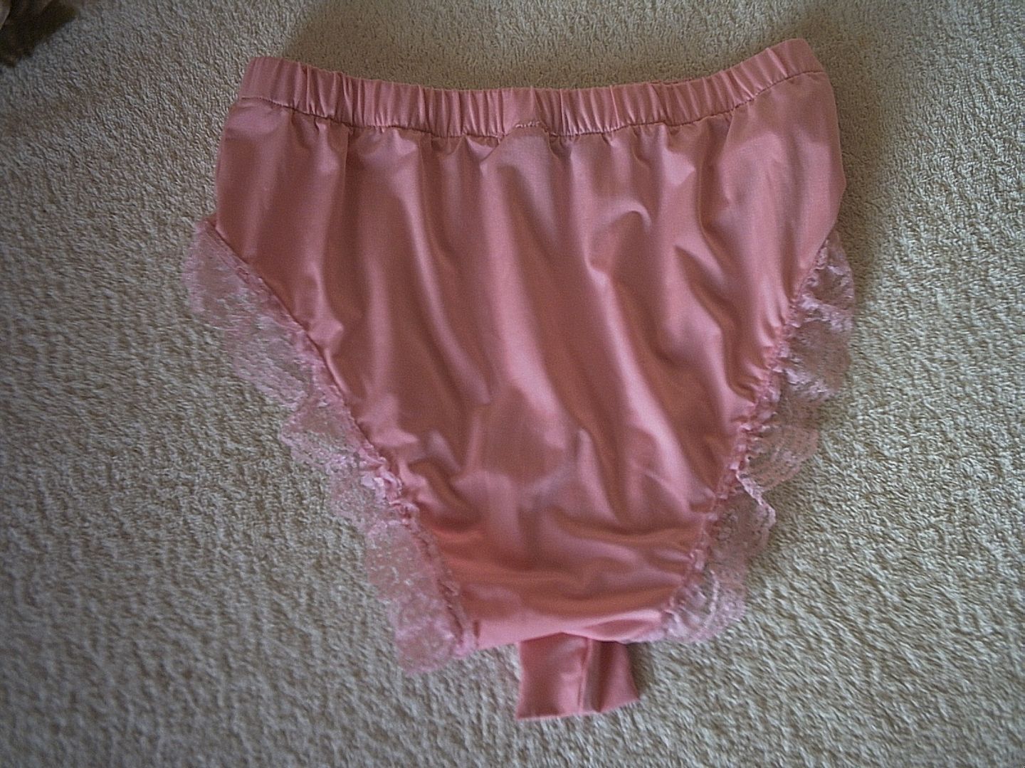Men's Sissy Baby Pink Silky Stretch Sleeved Panties Cute Frilly Knickers S