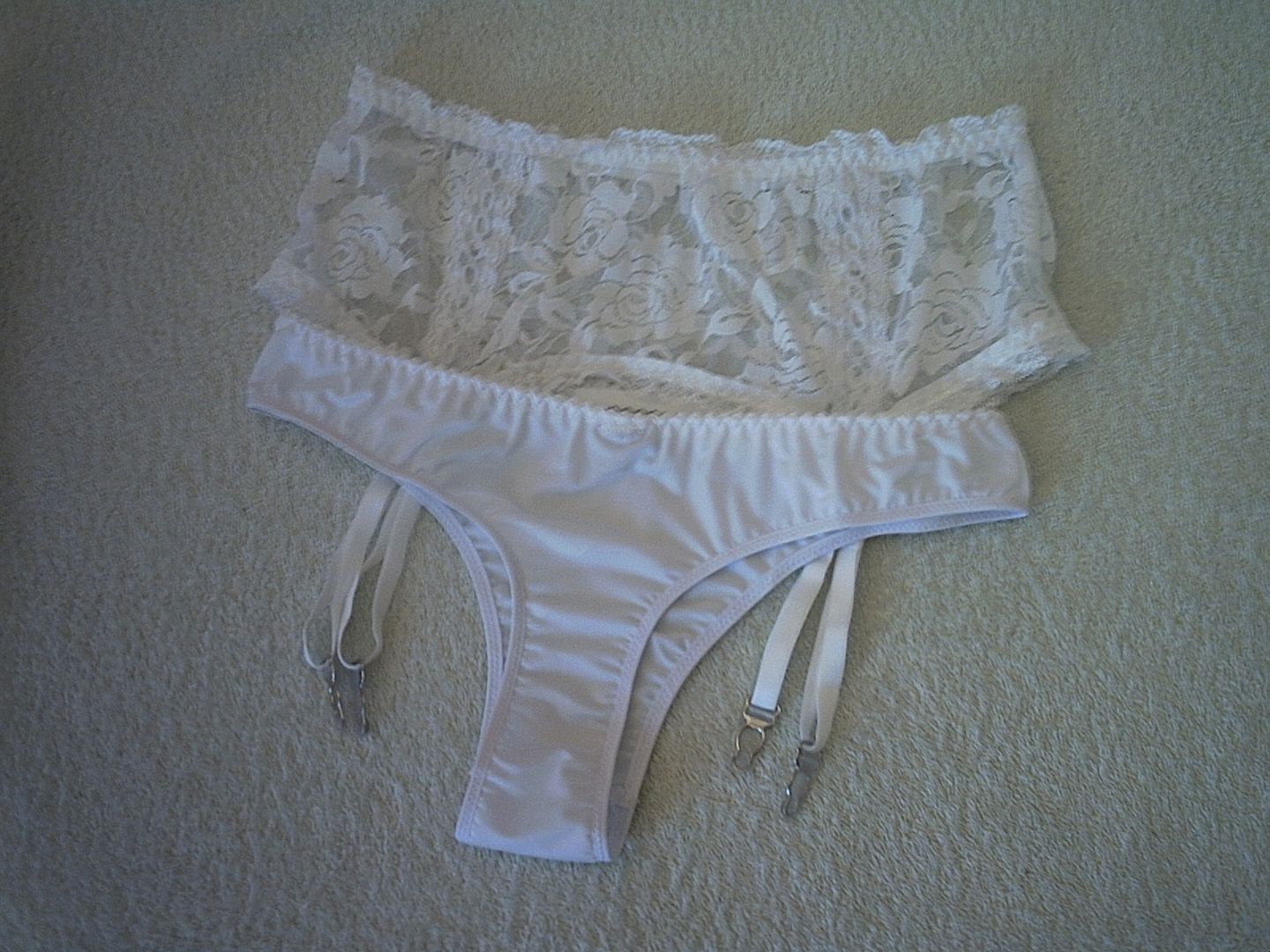 Frilly Deep Soft Lace Suspender Belt Panties & Keeper Set L* | eBay