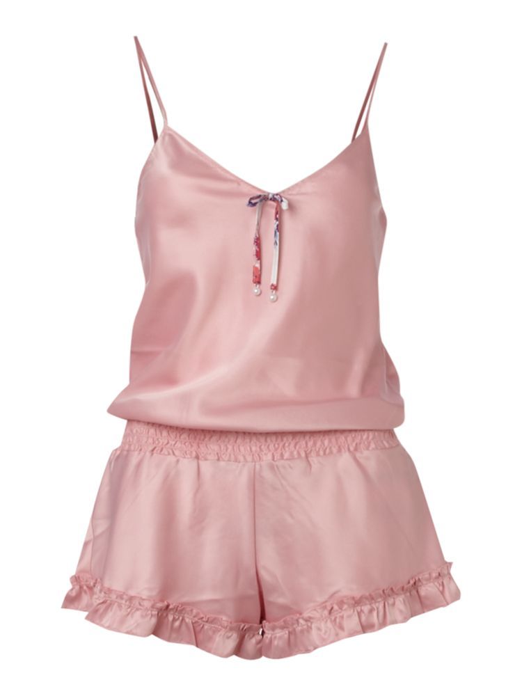 Baby Pink Silky Satin Frilly Shorty Cami Knickers Playsiut Teddie Sleep ...