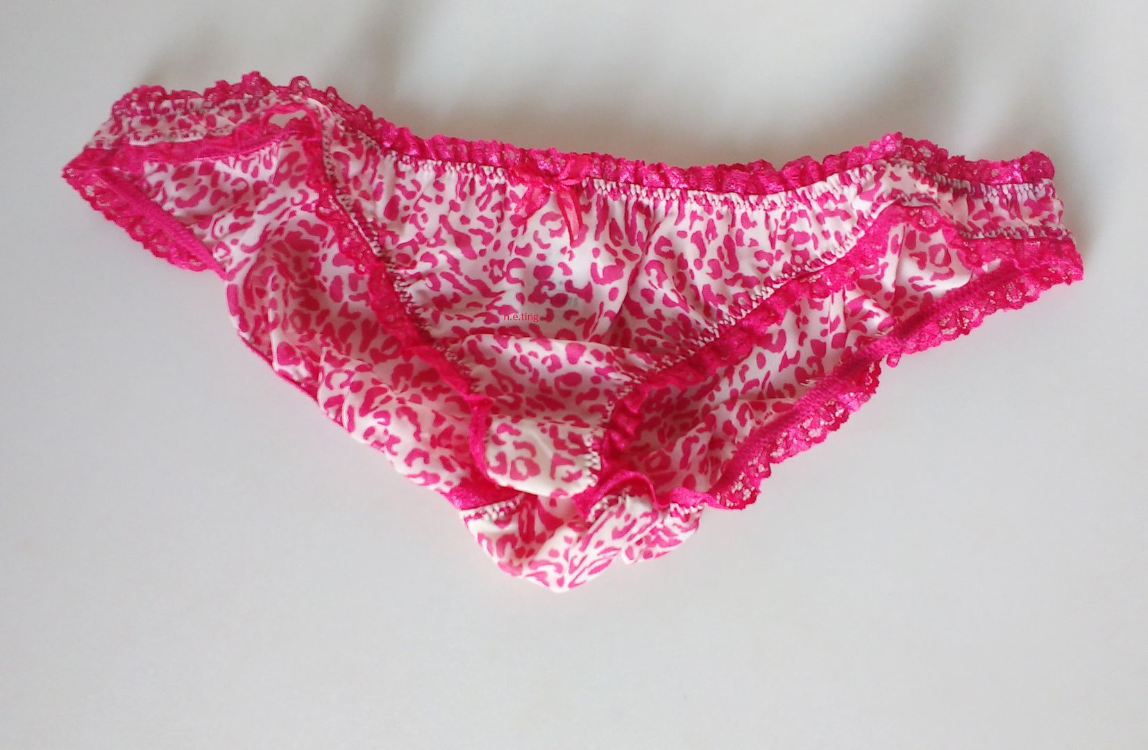 Frilly Pink Animal Mini Bikini Panties Knickers Polyester Chiffon 14 L ...
