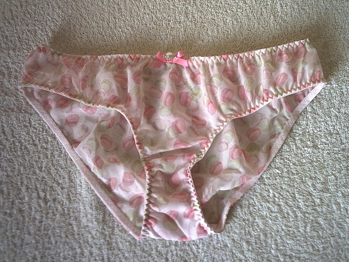Cute Sheer Sissy Ivory Baby Pink Bikini Brief Panties Frilly Back Knickers L
