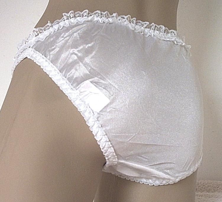 Silky Little White Frilly Nylon Schoolgirl Panties Vintage Knickers S 8 ...