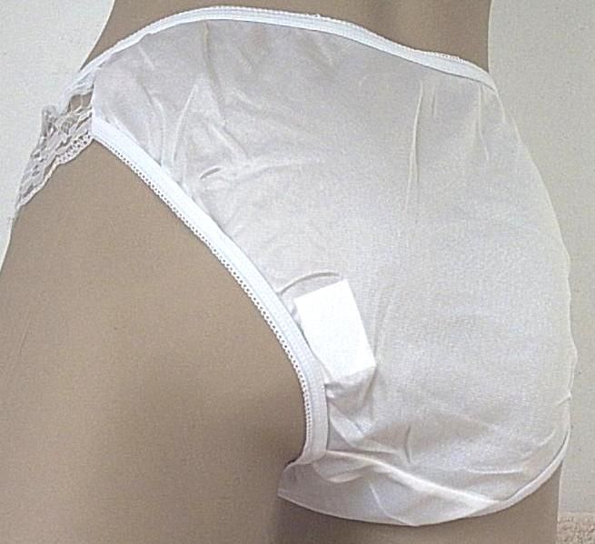 White Silky Frilly Vintage Nylon Schoolgirl Style Knickers Lace Detail ...