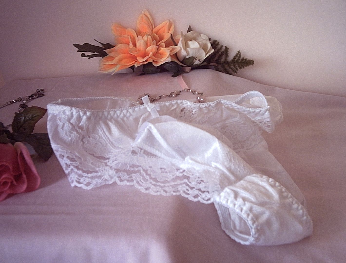 Vintage Style Sheer Virgin White Nylon Panties Lolita Schoolgirl Style 12 14