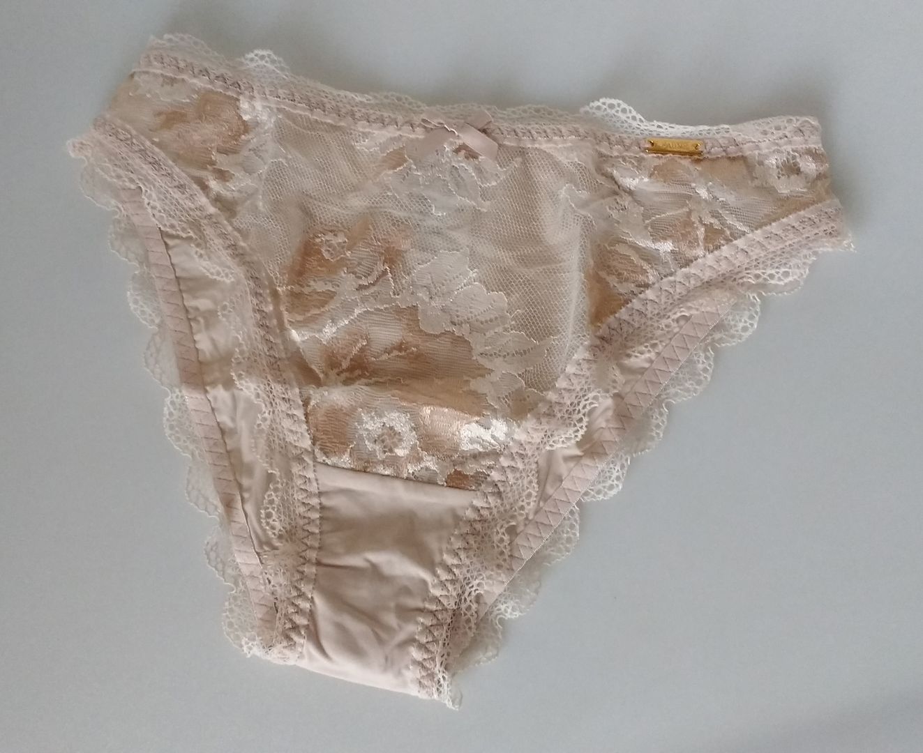 Luxury Close Fitting Silky Eyelash Lace Nude Panties Knickers UK 8 ~ US ...