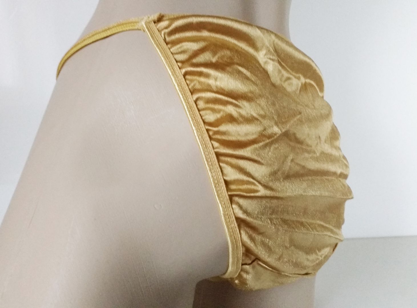 Gold Silky Shiny Nylon Satin String Bikini Panties Tanga Knickers UK 10 ...