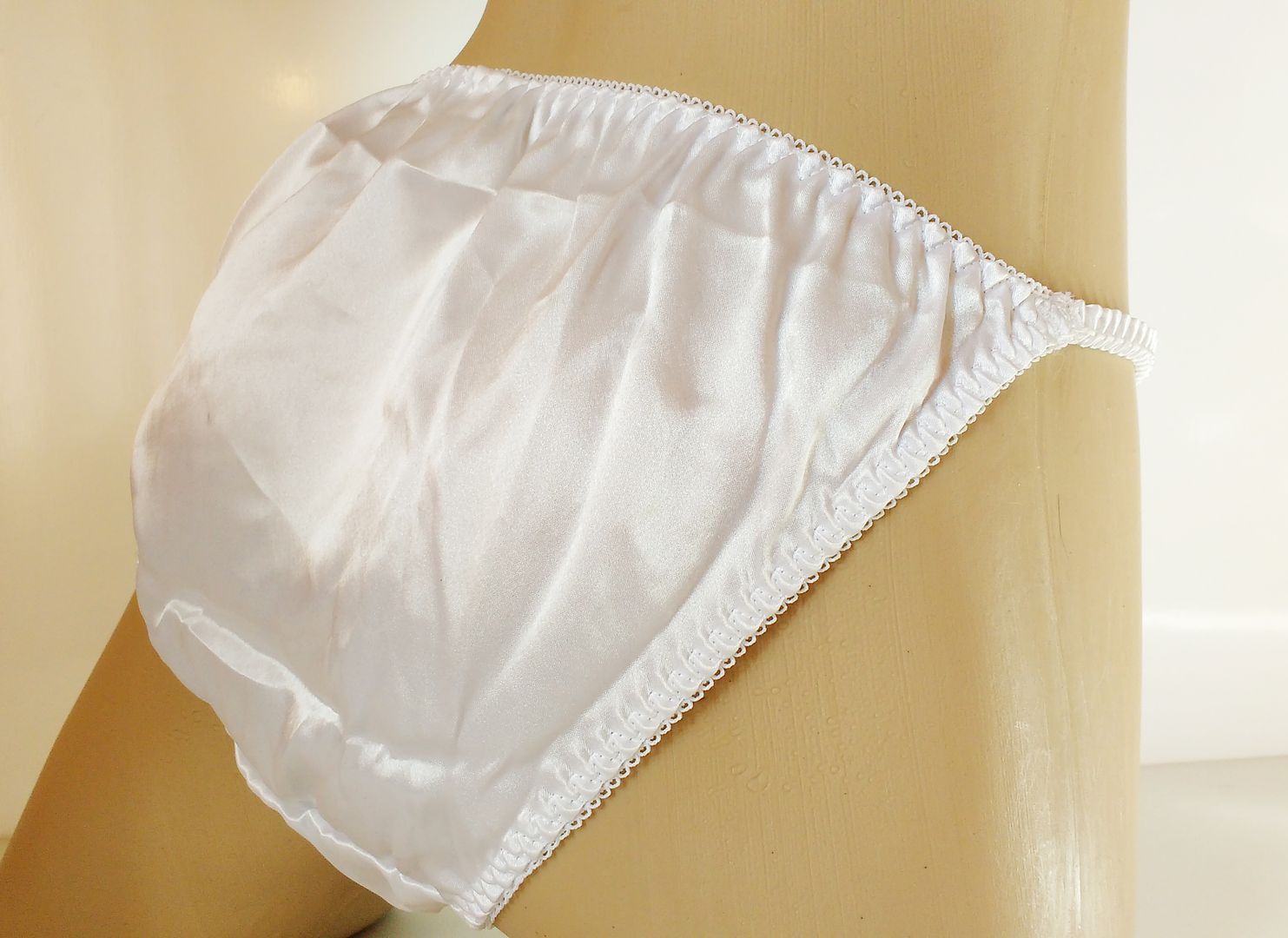 Silky Virgin White Satin String Bikini Panties Tanga Knickers Medium 12 ...