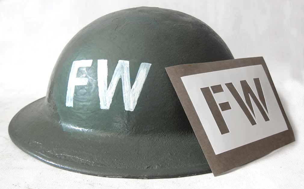 British Fire Watcher Helmet Stencil WW2