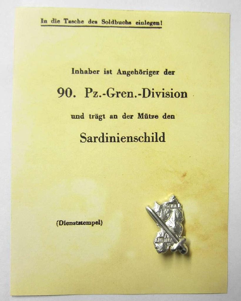 German Cap Badge Sardinia Shield