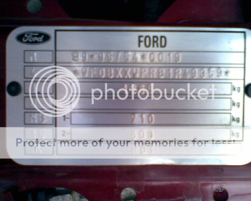 Ford vin plate colour code #8