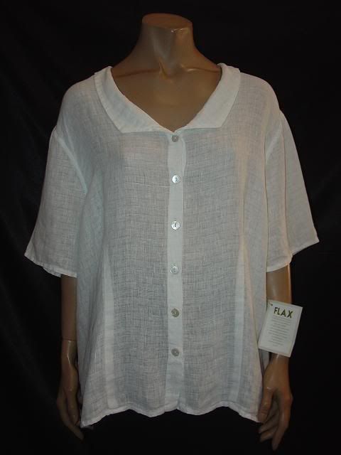 FLAX 2G or 3G LINEN Sh/Sleeve Breeze Blouse 3 COLORS  